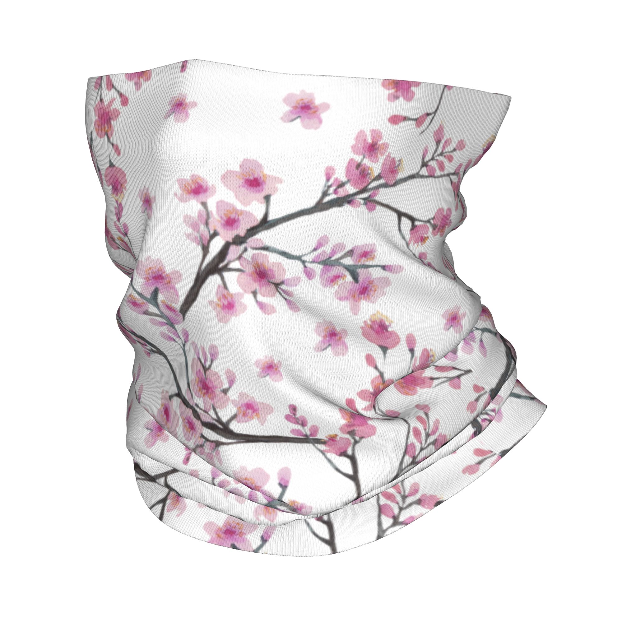Wool Balaclava Knit - Japońskie kwiaty wiśni Sakura z czerwonym