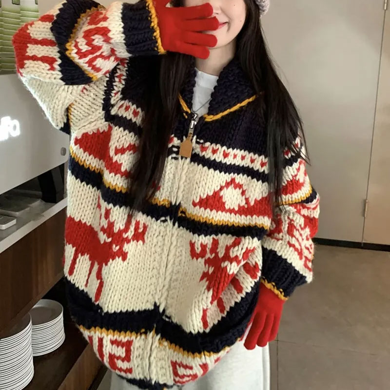 Winter Clothing Colors - Świąteczny sweter damski z dzianiny w
