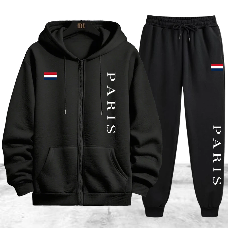 Winter Clothing Equipment - Męski dres z kapturem na zamek,