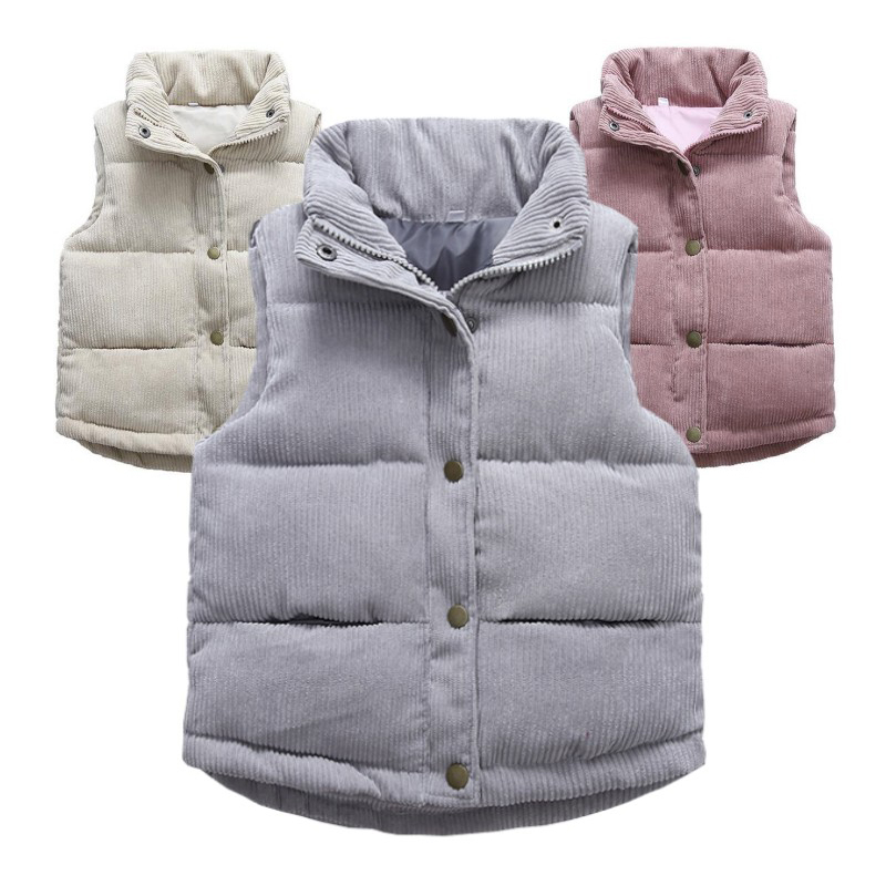 Winter Clothing Boys - Dzieci chłopcy dziewczęta sztruksowe kamizelki zagęścić
