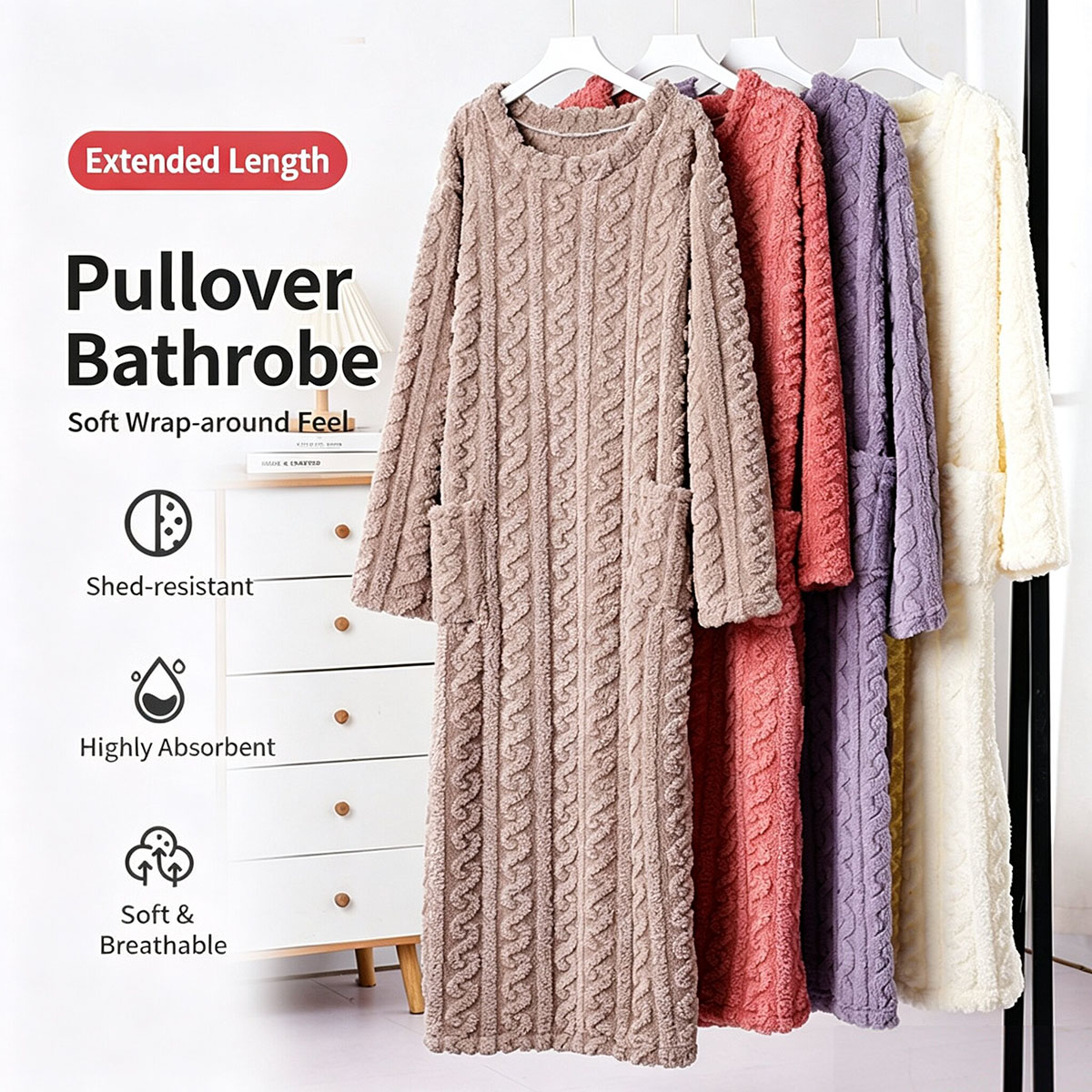 Winter Clothing Equipment - Zimowa koszula nocna z aksamitu koralowego,