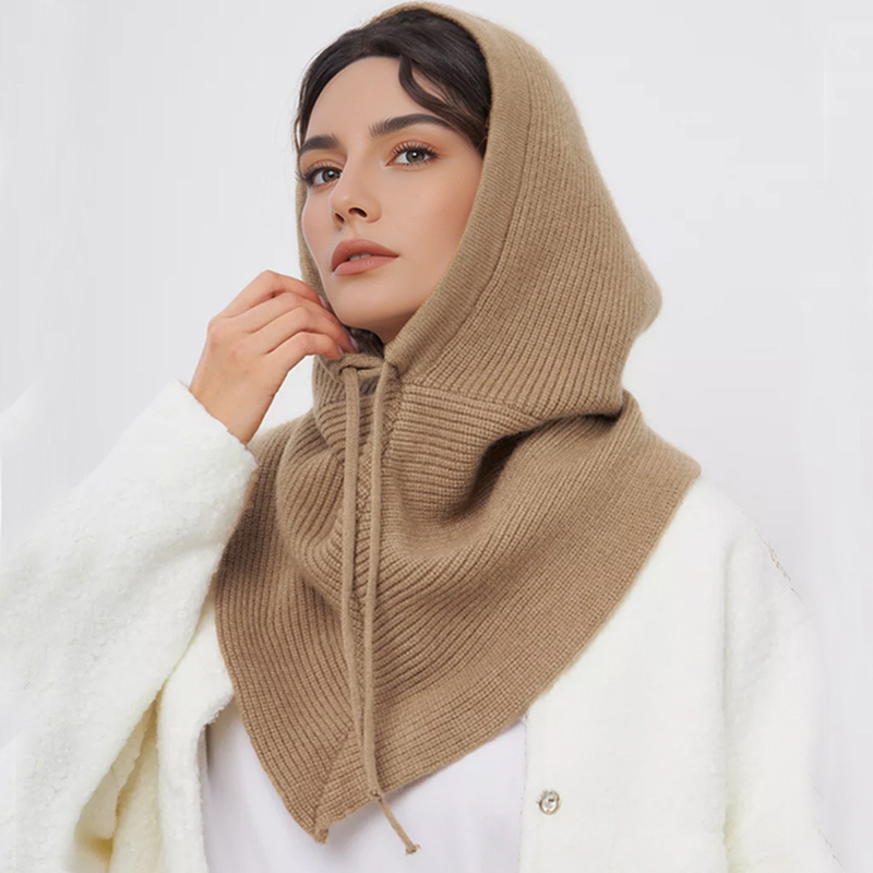 Wool Balaclava Knit - Zimowa kominiarka, czapka, szalik dla kobiet,